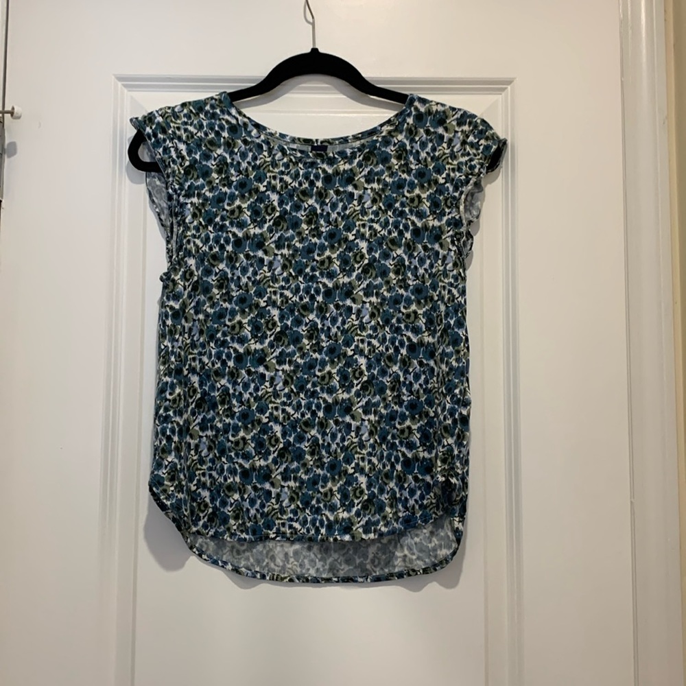 Gap Blue and Green Flower Sleeveless Top
